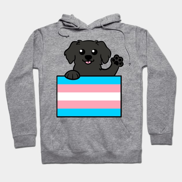 Love is Love Puppy - Black Lab Trans Hoodie by LittleGreenHat